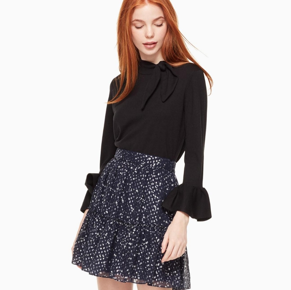 New Kate Spade Night Sky lurex dot skirt